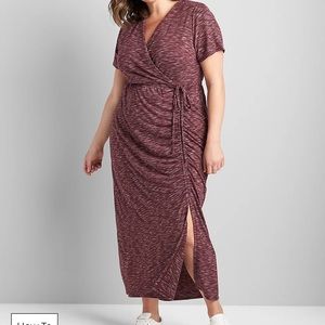 Crossover Side-Ruched Marled Maxi Dress